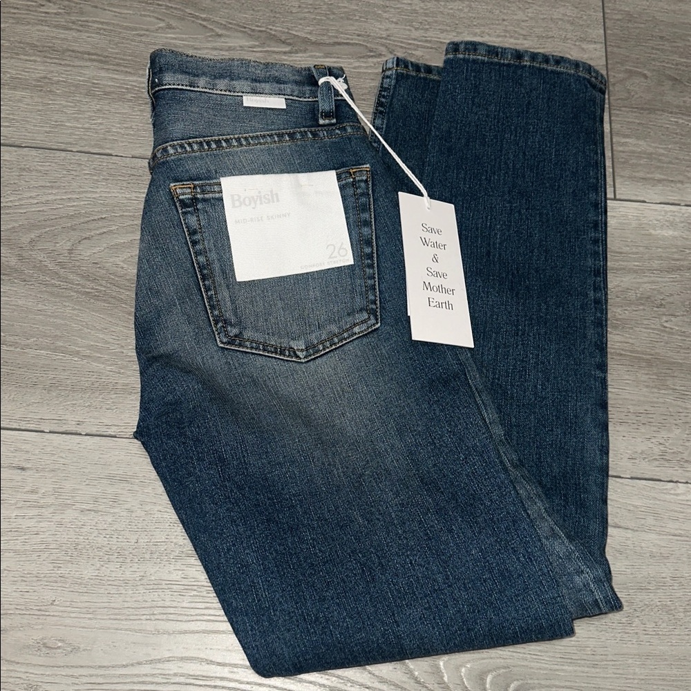 NWT Anthropologie Boyish Blake Mid Rise Cropped Skinny Jeans size 26 - Picture 2 of 14